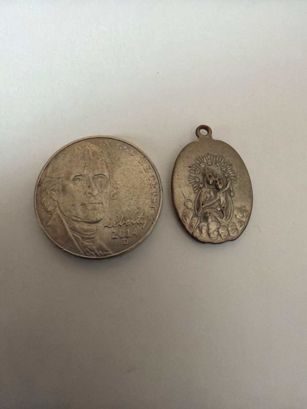 Antique Catholic Scapular Medal Sacred Heart Jesus Our Lady Mount Carmel Aluminu - Picture 6 of 11